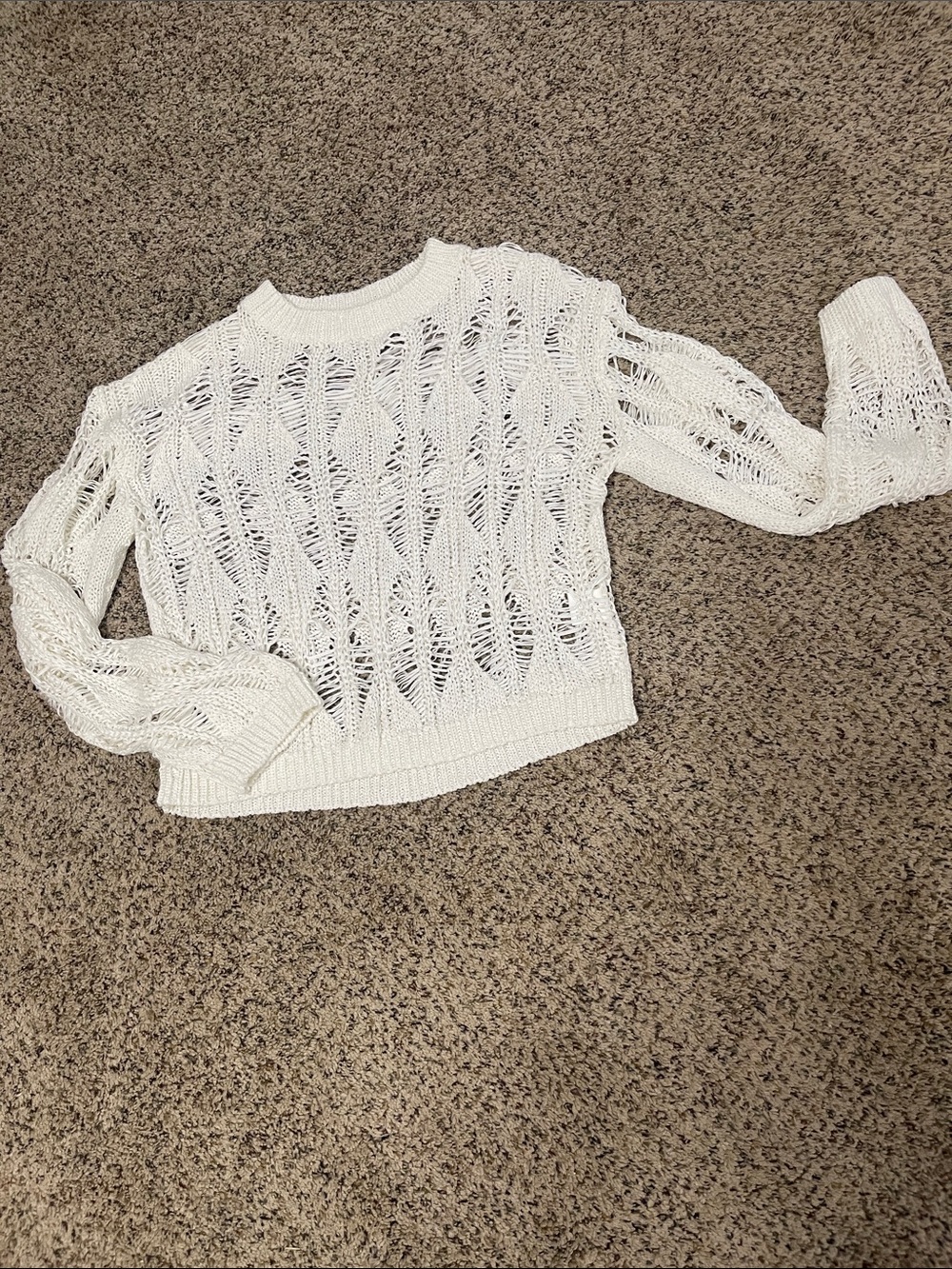 Open-Knit White Women's Sweater